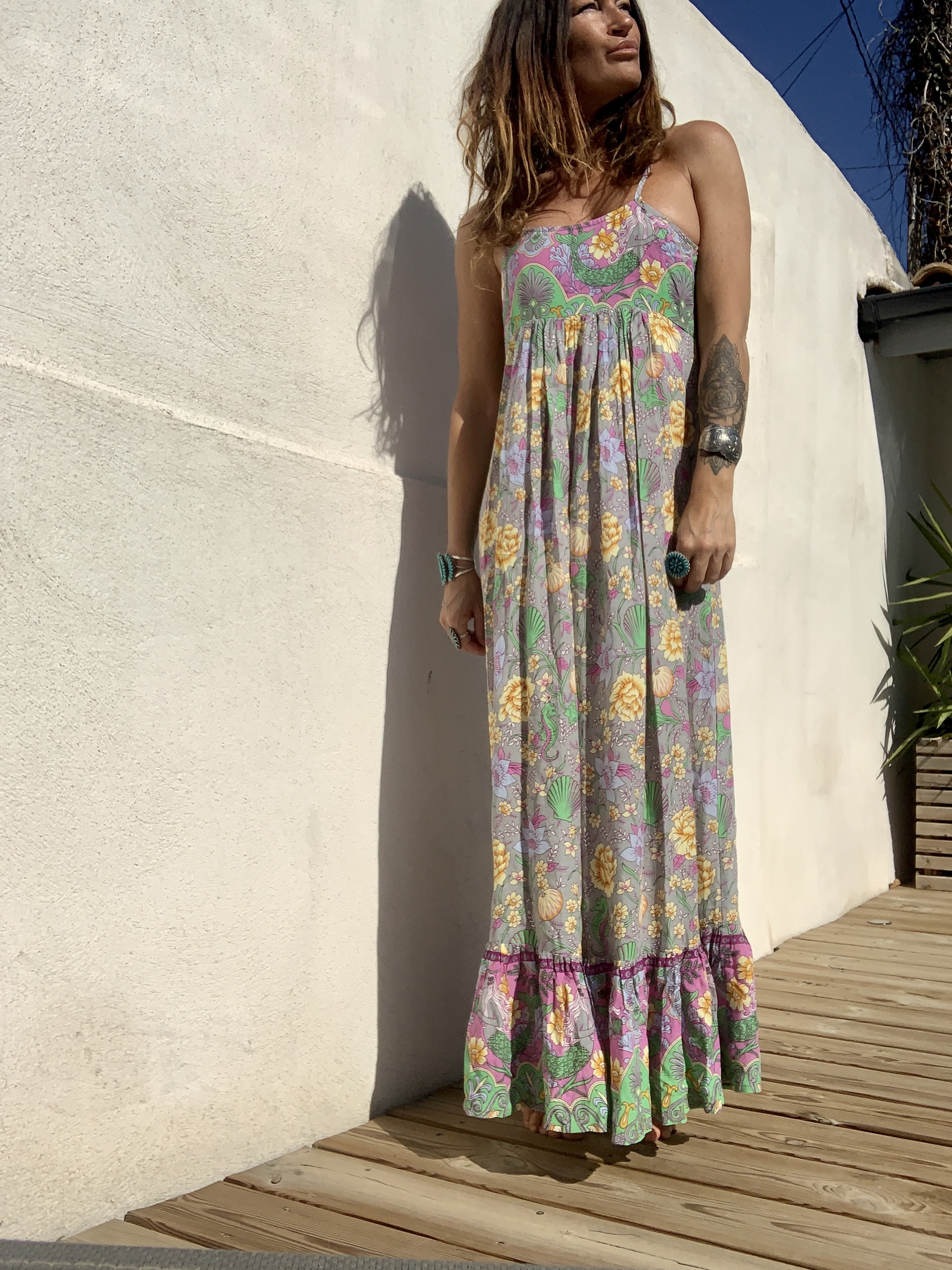 Robe Bretelles Long Dos V Mermaid Grey 