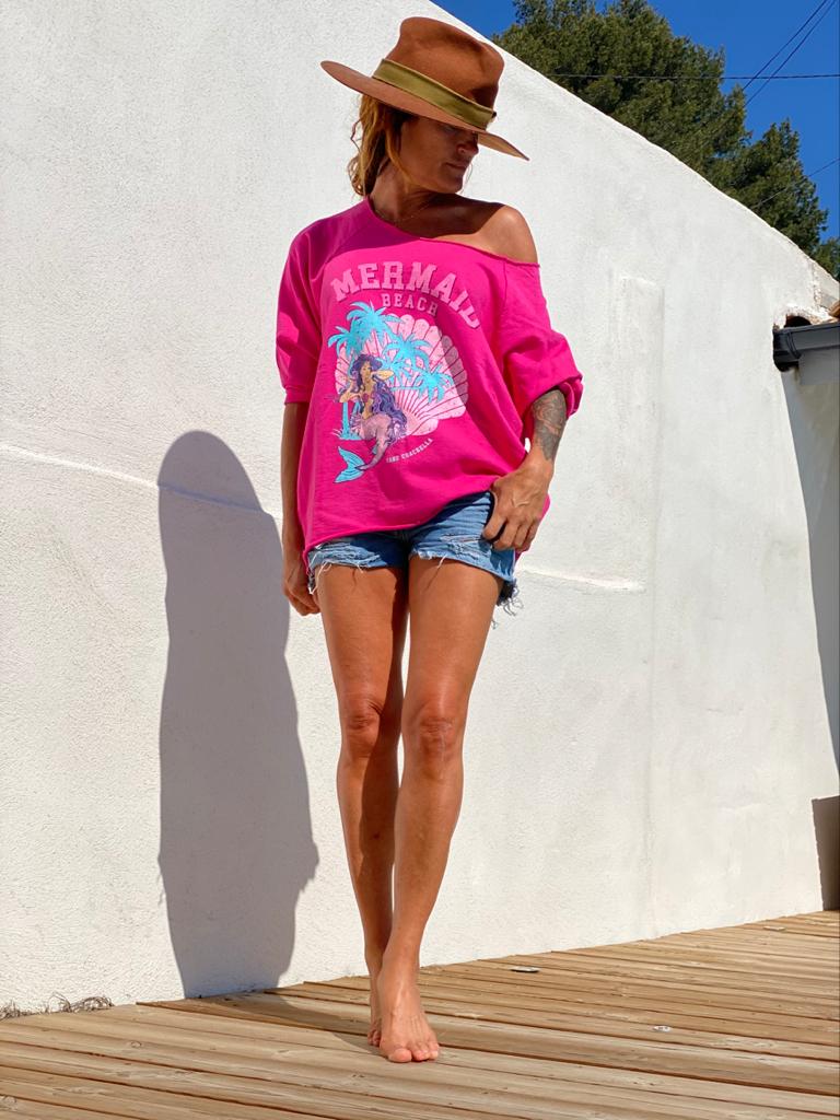 SWEAT OVERSIZE MERMAID FUSHIA