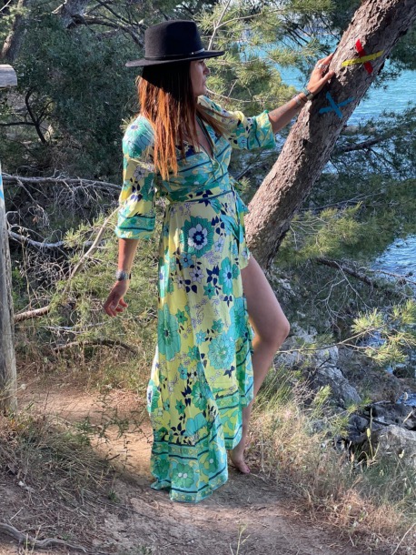 Robe Portefeuille Big Flowers Green