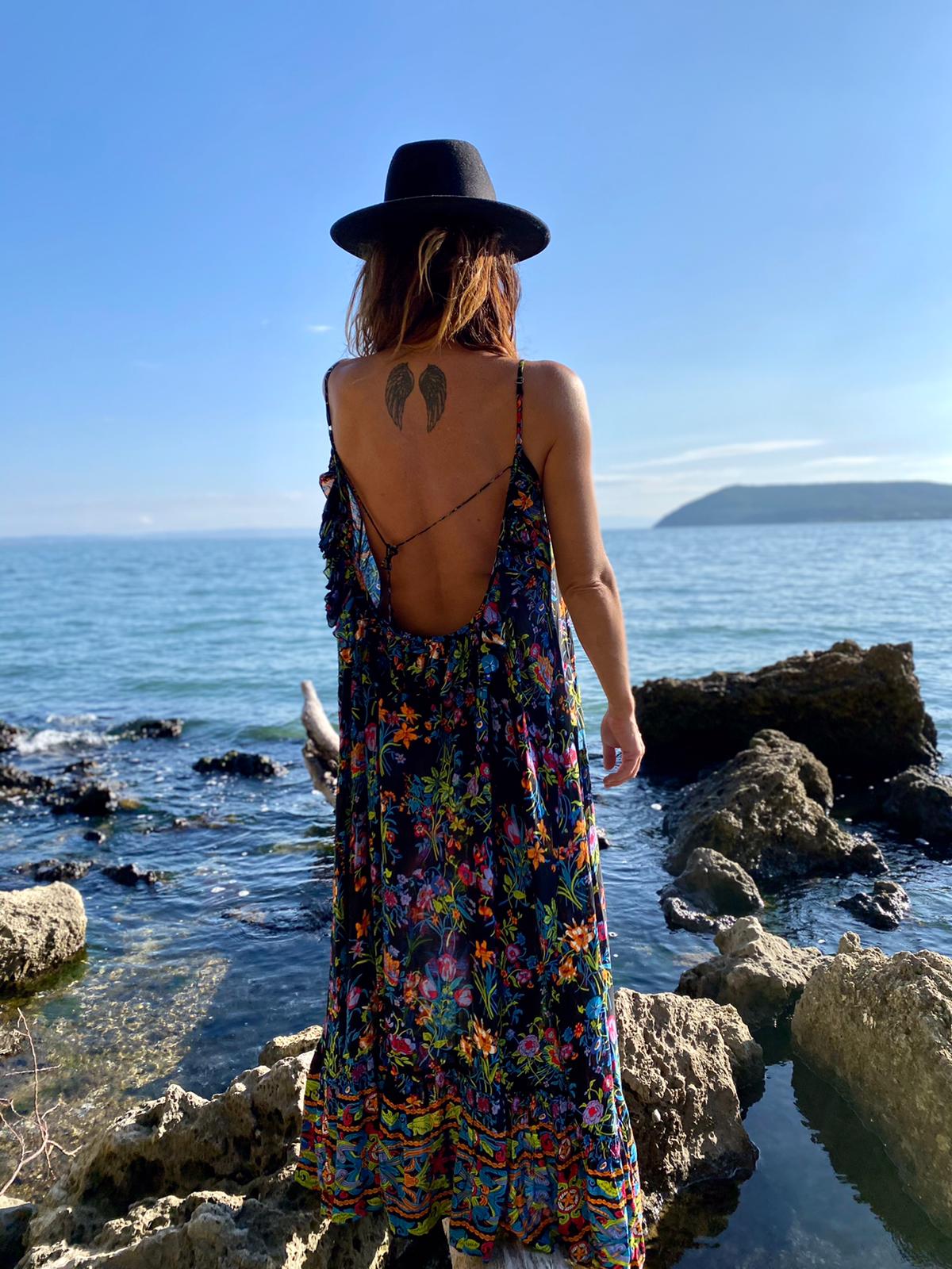 ROBE LONGUE BRETELLES FOREST NOIR