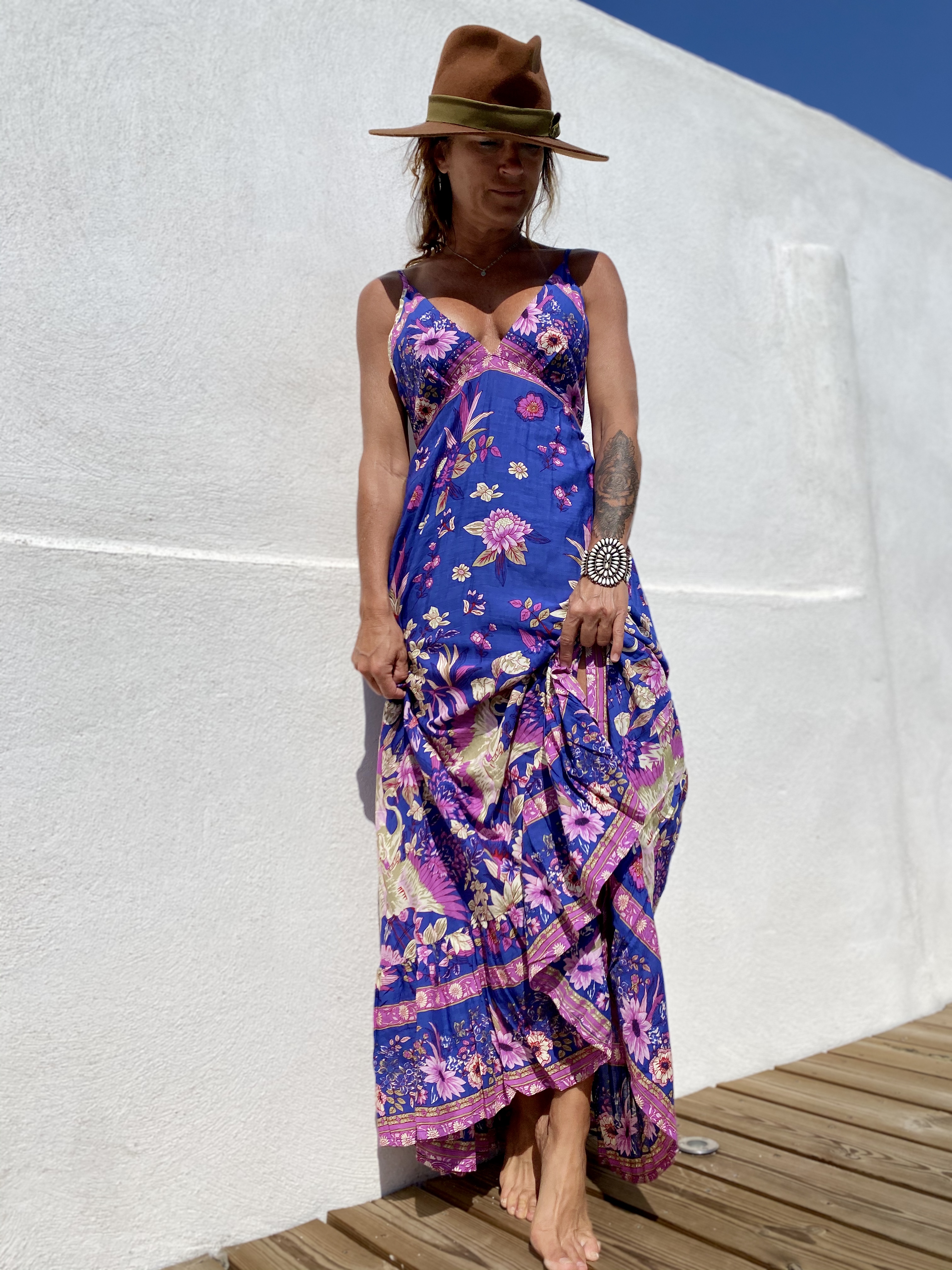 ROBE BRETELLES FLAMINGO BLUE