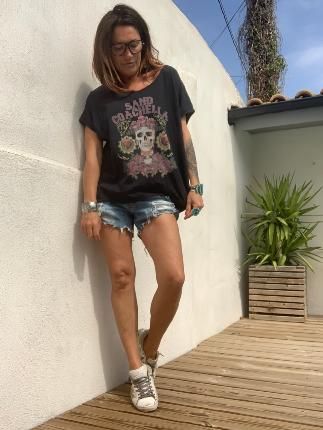 Teeshirt Oversize Frida Skull Noir