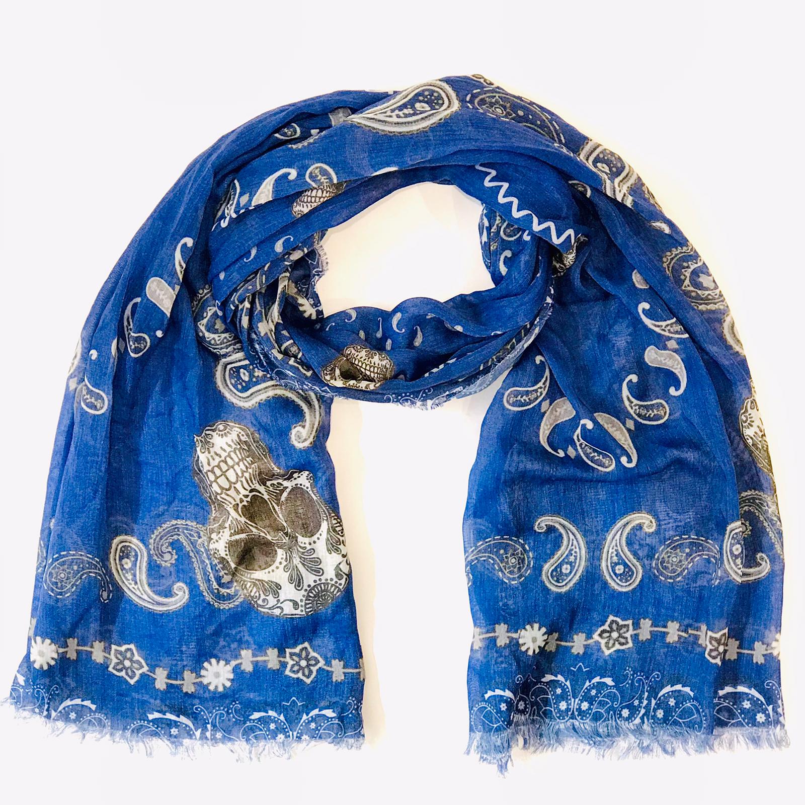 FOULARD XXL SKULL BLEU JEANS