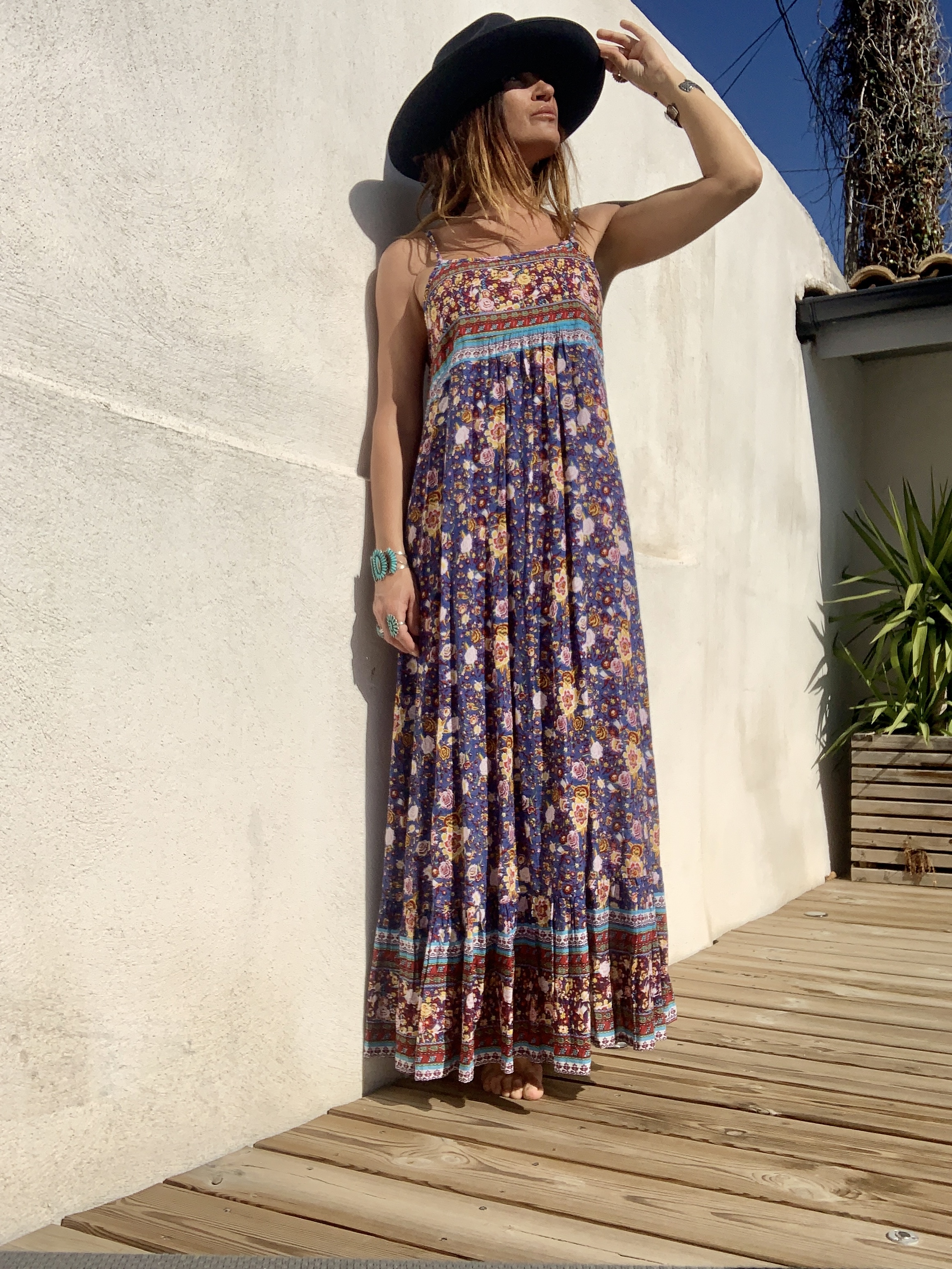 Robe Bretelles Longue Rosie Bleu
