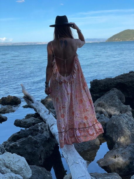 Robe Bretelles Volant Mermaid Powder