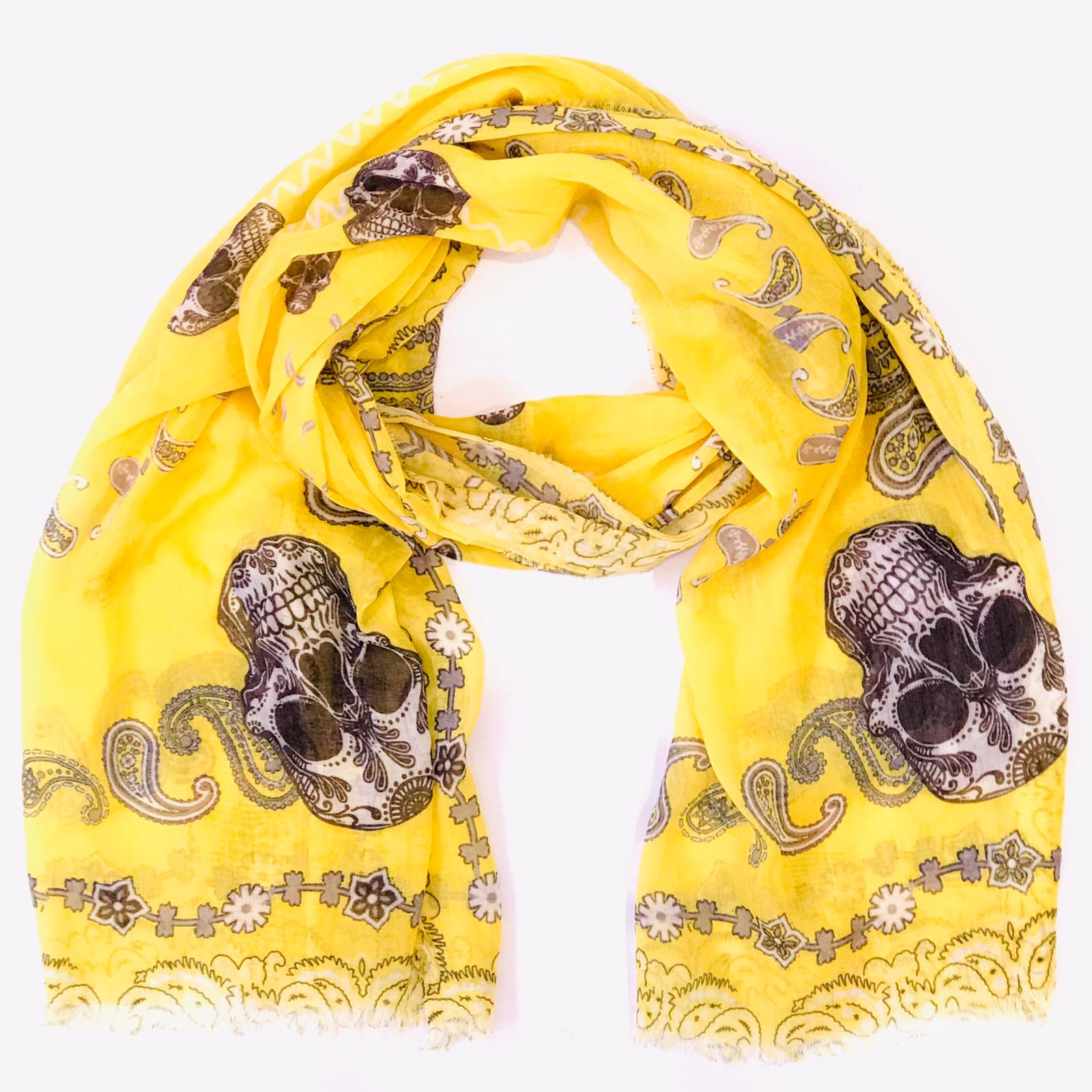 FOULARD XXL SKULL JAUNE