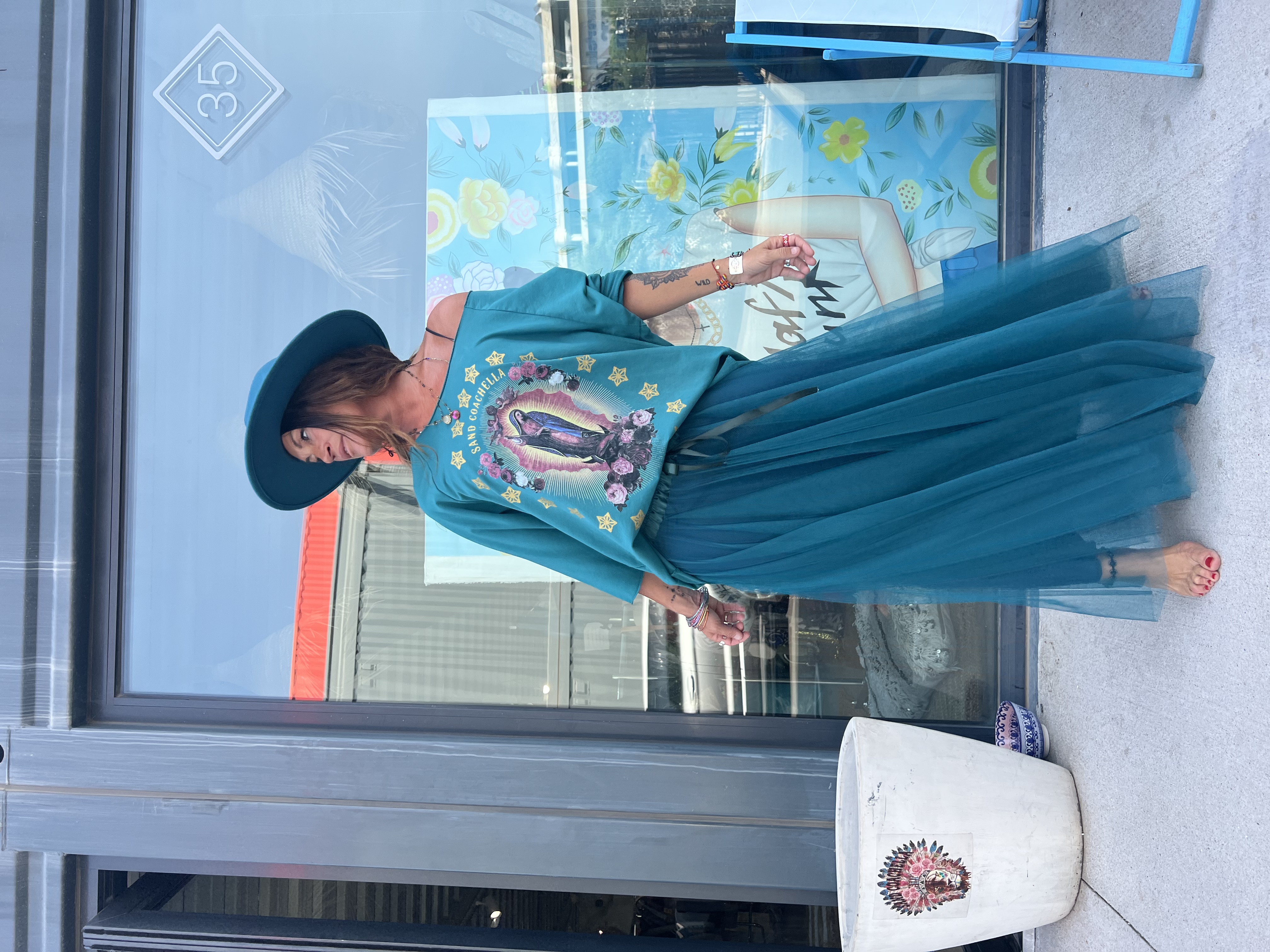 Jupon tulle bleu canard