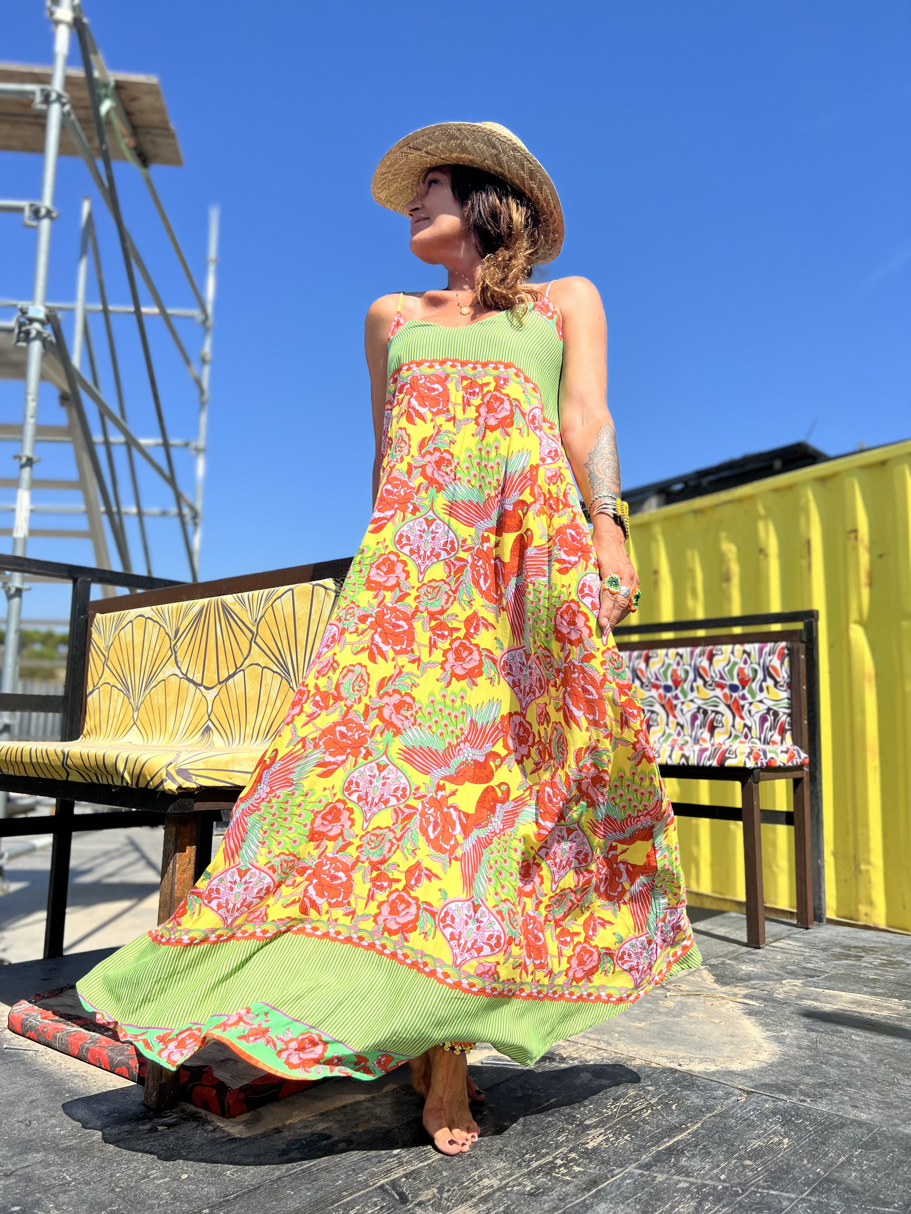 Robe Katya Peackok Yellow/Green