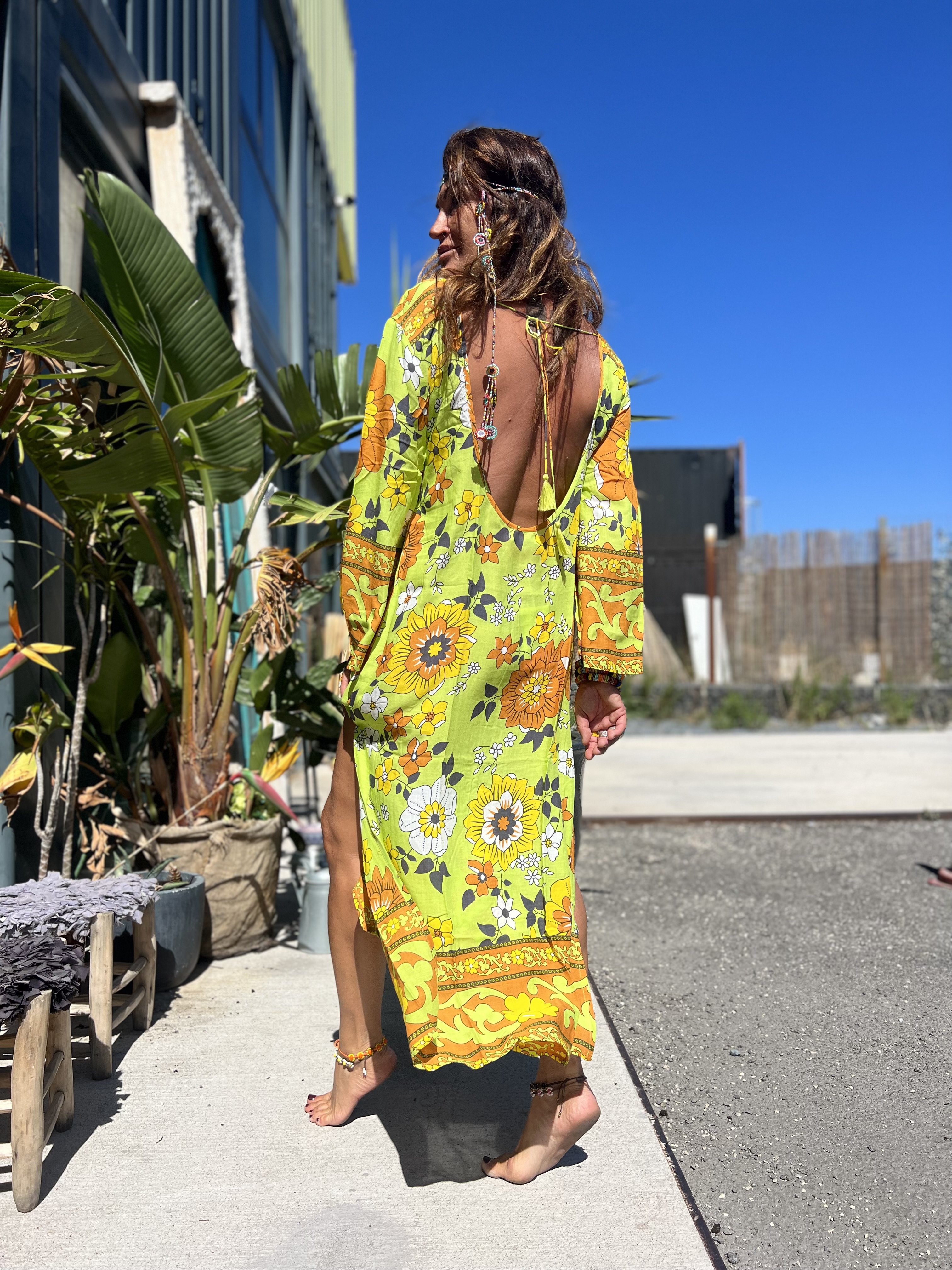 Robe Noela Big Flower Lemon/Yellow