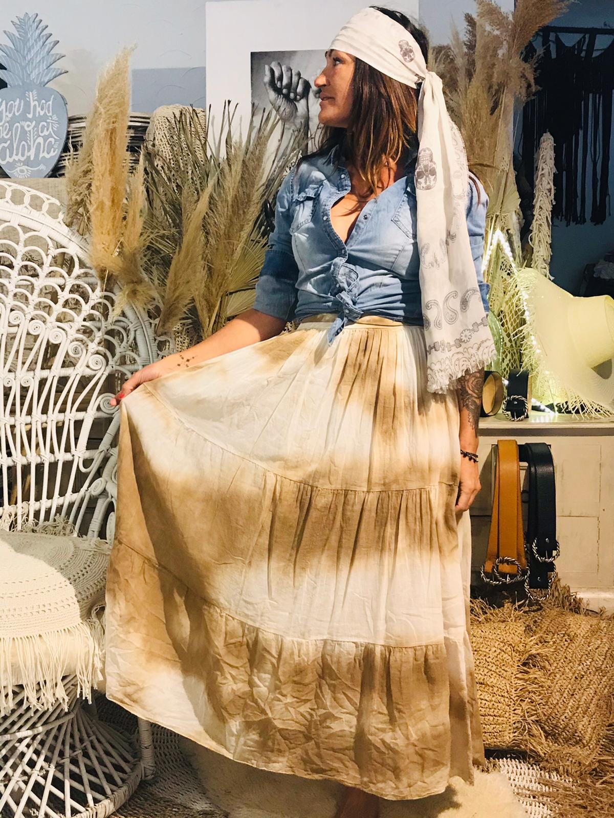 Jupon Tie Die Coton Camel 
