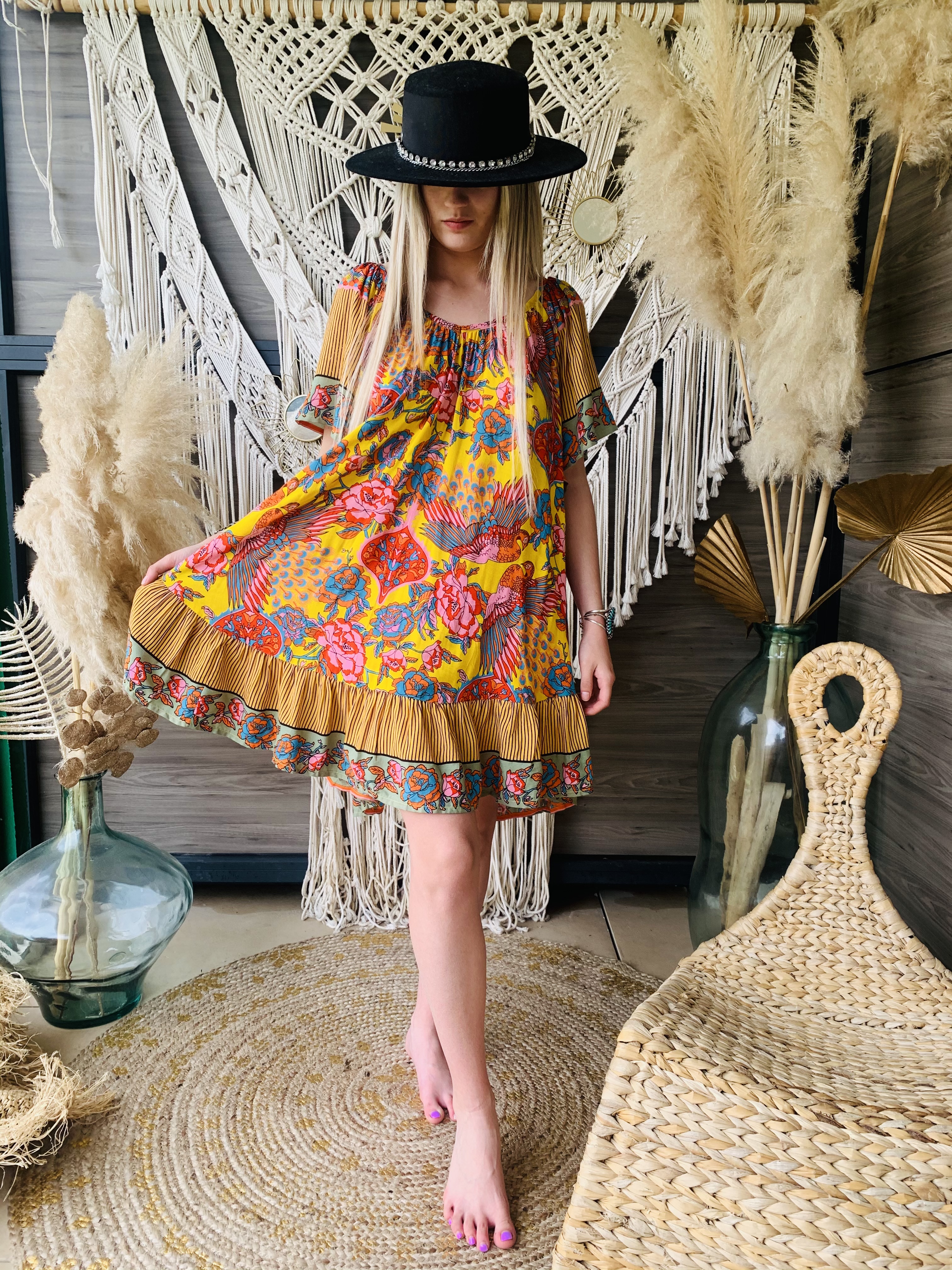 Robe Mini Dress Peackok Pink Safran 
