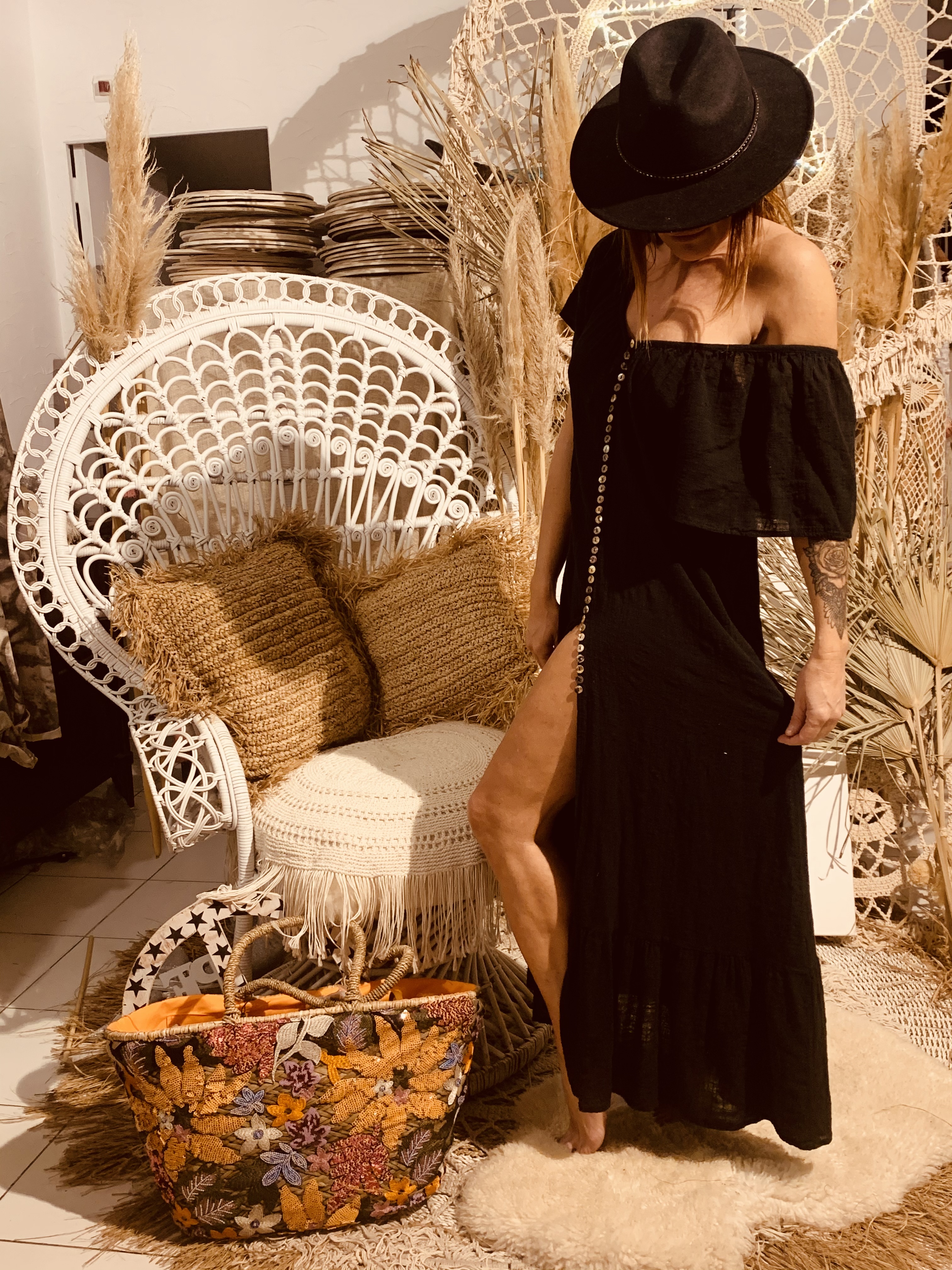 Robe Maxi Long Dress Oversize Bouton Wild Pure Noire